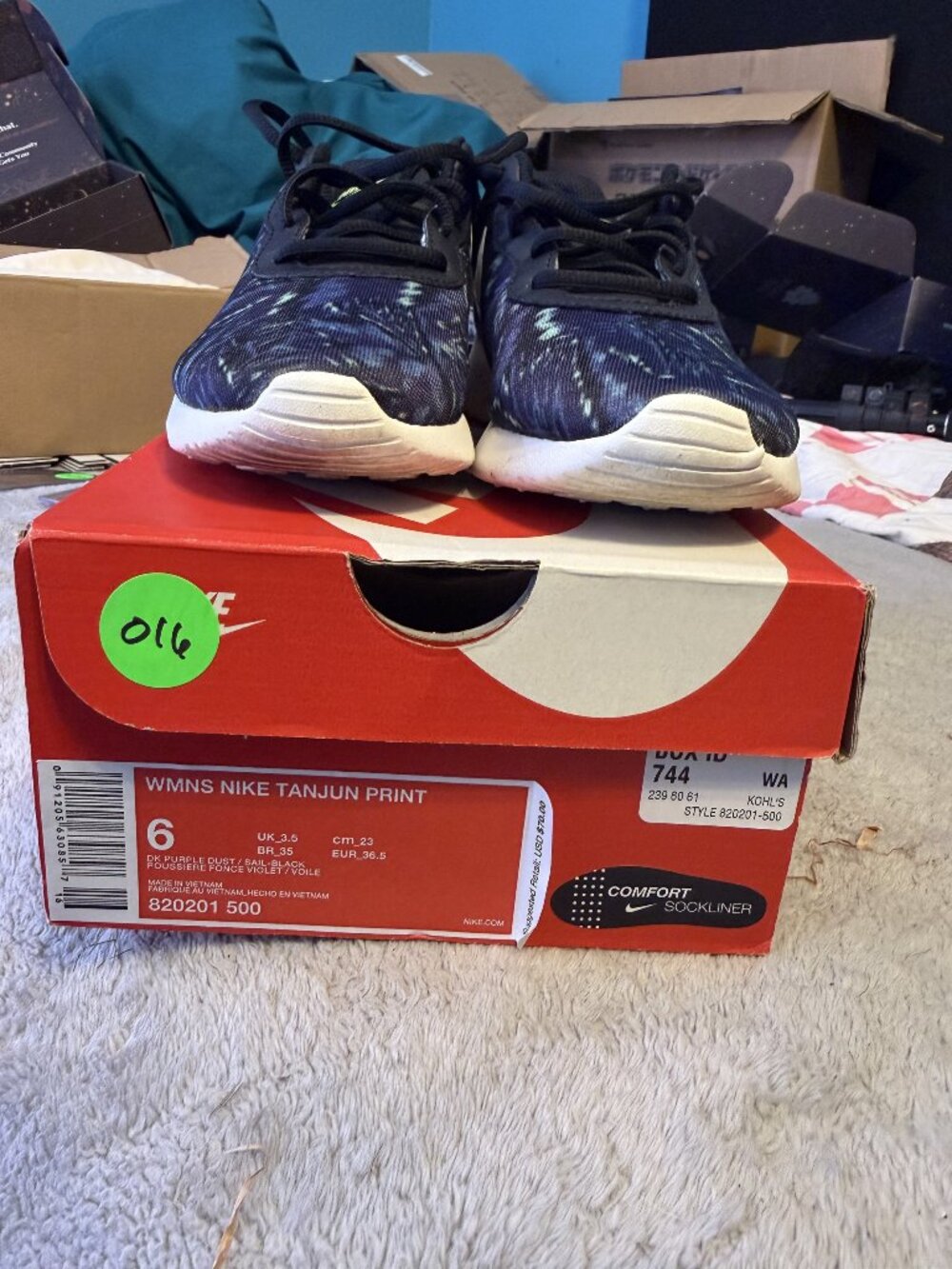 Nike Tanjun Print Purple Women's 6 820201-500 With Box